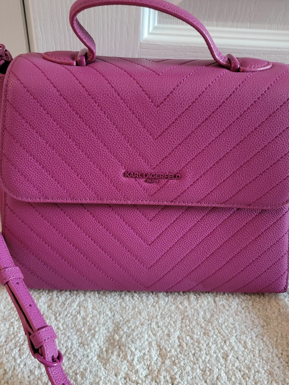 Karl Lagerfeld Pink Chevron Top-Handle Satchel